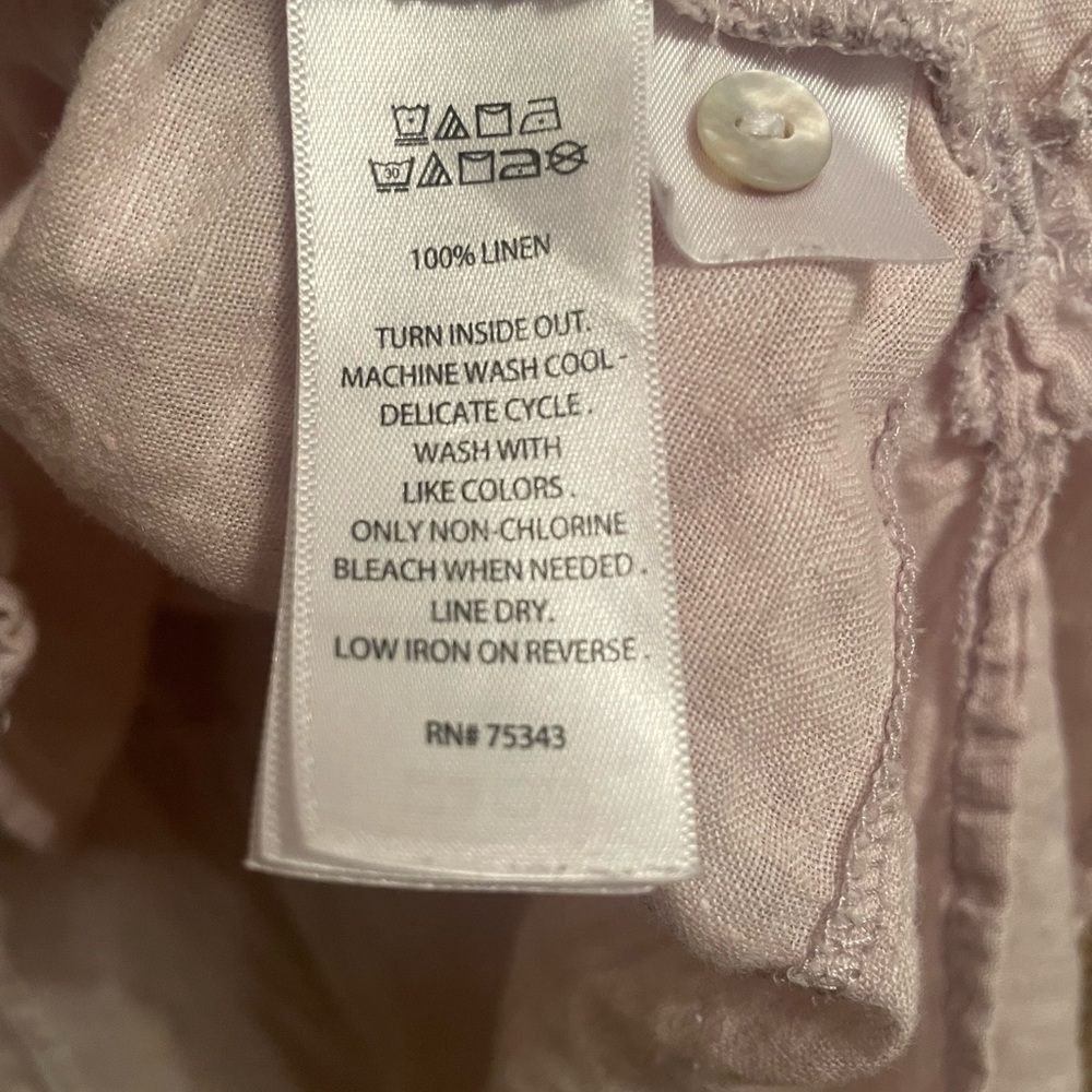 Tahari Light Pink Linen Button-Up Tunic - Picture 7 of 11